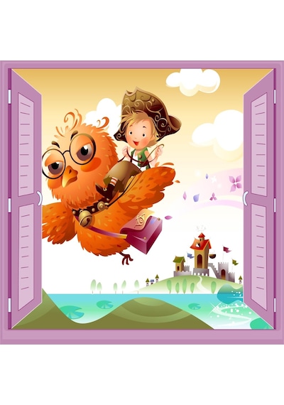 Çocuk Odası Bebek Odası Pencere Poster Duvar Kağıdı Kuş