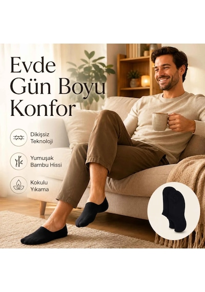 Elitse Erkek Bambu 12 Li Dikişsiz Babet Çorap Siyah Beyaz Gri Görünmez Sneaker Çorap Nefes Alan Yumuşak Çok Renkli 12'li