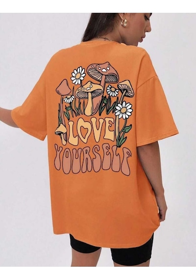 Kozia Outdoors Malkoçbey Love Yourself Baskılı T-şhirt Turuncu Turuncu