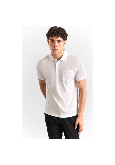 Süvari Beyaz Regular Düz Baskısız Düz Fermuarlı Polo Yaka Tişört Ts1014000442-bey