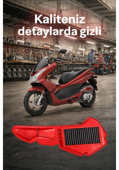 Honda Pcx Uyumlu Kırmızı Temizlenebilir Performans Hava Filtresi 2021-2026