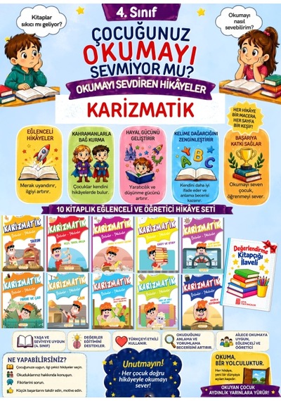 4.sınıflar İçin Okuma Alışkanlığı Kazandıran 10'lu Hikaye Seti Maskot Çocuk