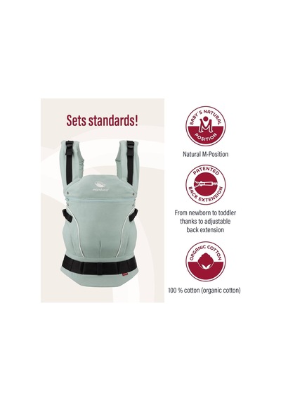 Manduca First Ergonomik Bebek Taşıyıcı 3 Taşıma Pozisyonu, Ayarlanabilir ve Konforlu Portbebe Nane Tek Ebat