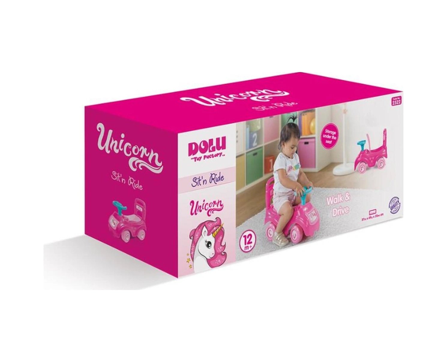 2522 Unicorn Bingit Pedalsız Araba Kız Çocuk Ilk Arabam Pembe Pembe
