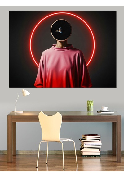 Neon Işıklı İnsan Figürü Dekoratif Kanvas - Mdf Ahşap Tablo