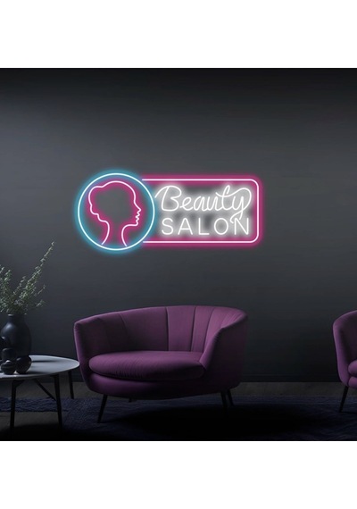 Beauty Salon Yazılı Ve Şekilli Güzellik Salonlarına Özel Neon Tabela Beyaz