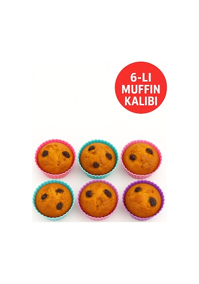 Pratik Silikon Muffin Kalıbı - 6 Lı Set Silikon Çok Renkli Diğer