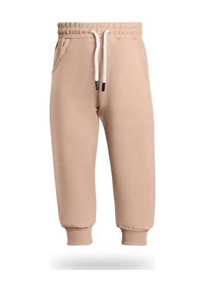 Heyadventure Erkek / Kız Çocuk Jogger Eşofman Altı Cepli Paçası Kaşkorseli Bej Bej