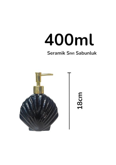 Stoneware Sıvı Sabunluk İstiridye Siyah 40266