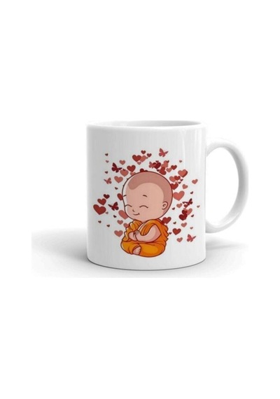 Küçük Budha Baskılı Kupa/bardak Beyaz
