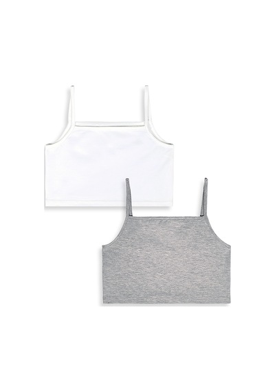 Denokids Kız Çocuk Crop Top 2'li Takım Askılı Gri Beyaz Crop Üst Çok Renkli Denokids Kız Çocuk Crop Top 2'li Takım Askılı Gri Beyaz Crop Üst Çok Renkli