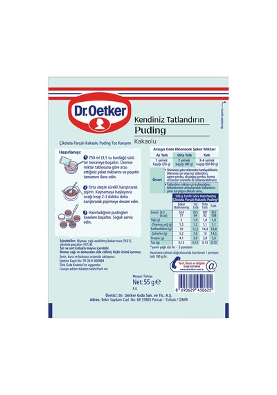 Dr.oetker Kendiniz Tatlandırın Şekersiz Puding Kakaolu 55 G - 772007424