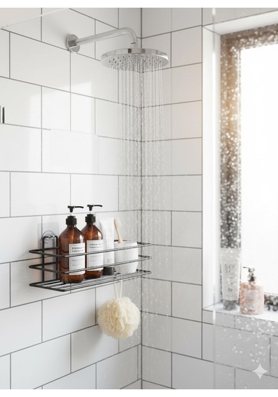 Yapışkanlı Siyah Banyo Ve Mutfak Rafı Tek Katlı Düz Şampuanlık Ve Baharatlık, Delmeden Montaj, Matkap Vida Gerektirmeyen Su Geçirmez Duvar Organizeri 1 Adet