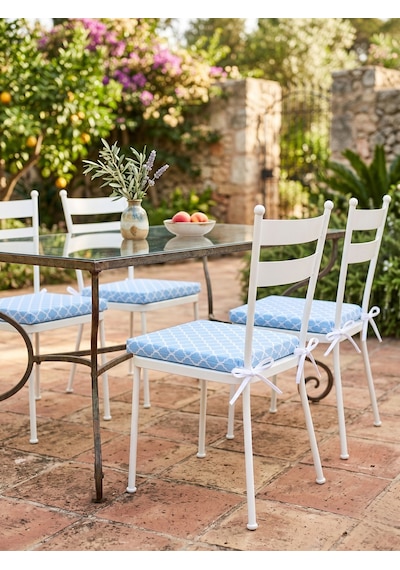2 Adet 40x40 Cm Mavi Bağcıklı Sandalye Minderi Pamuk Polyester Mutfak Ve Bahçe Minderi
