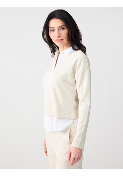 Jimmy Key Jimmy Key Taş Gömlek Yaka Uzun Kollu Modal Örme Sweatshirt 6sw235644928