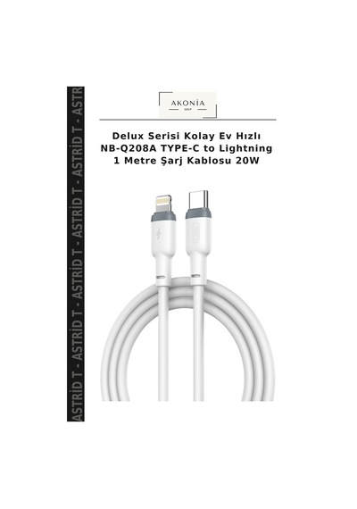 Delux Serisi Kolay Ev Hızlı Nb-q208a Type-c To Lightning 1 Metre Şarj Kablosu 20w