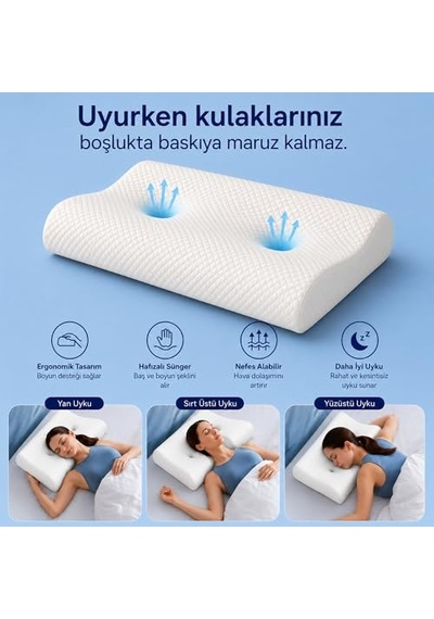 Visco Boyun Yastığı Boyun Düzleşmesi Için Tamamlayıcı Ve Ergonomik Tasarım Lüks Ve Konforlu Uyku Yastığ Genel