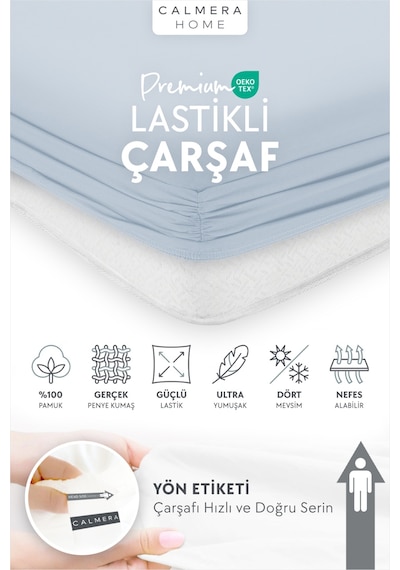 Calmera | %100 Pamuk Penye Lastikli Çarşaf | Çift Kişilik - Battal - King|