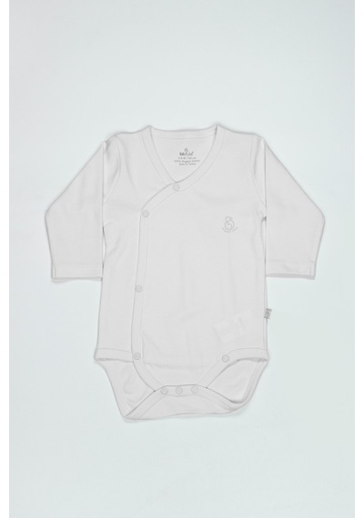 Erturkstore Organik Natural Basic Style Kruvaze Uzun Kol Body Bs17102 Beyaz Çok Renkli
