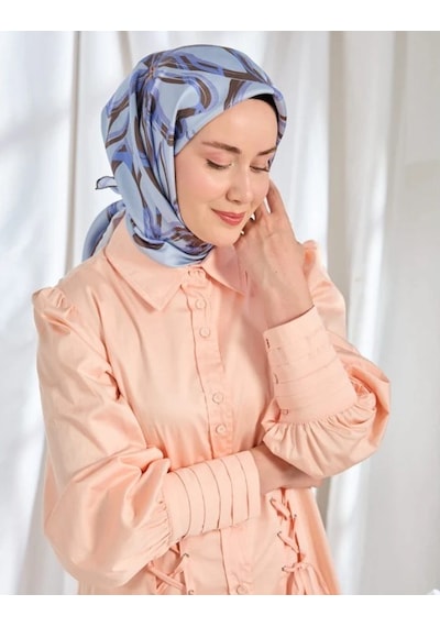 Silk Home Twill İpek Eşarp - 11548-08 Lila Mavi