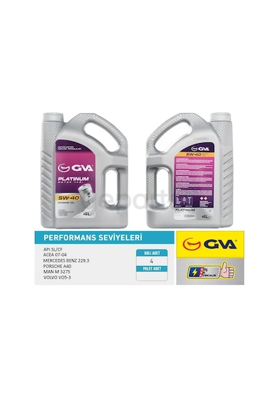 Motor Yağı 5w40 4 Lt Platınum Tam Sentetik Apı Sl / Cf 4 Adet