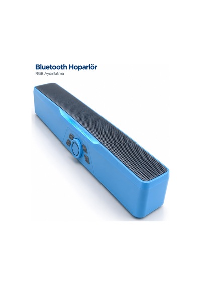 Zenvia Monitör Altı Kullanıma Uygun Rgb Işıklı Bluetooth Soundbar Hoparlör 1500 Mah Mavi Znv2026