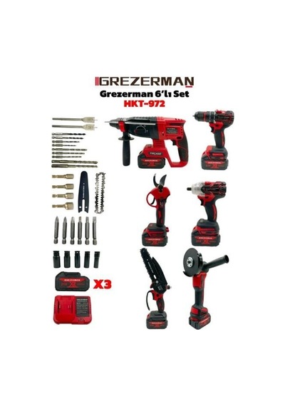 Grezerman 6'lı Şarjlı El Aletleri Seti