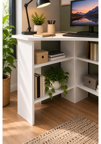 Sulorahome Köşe Çalışma Masası Beyaz