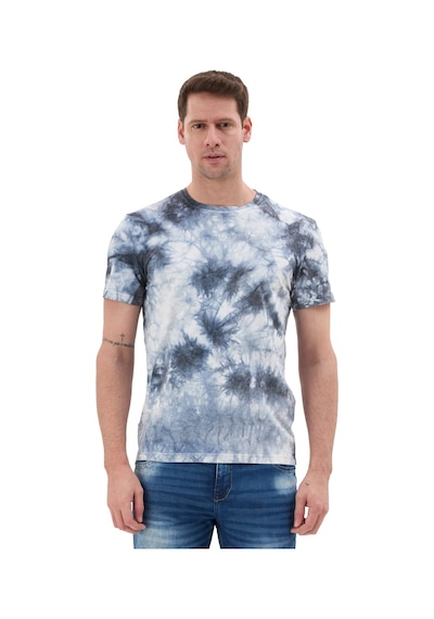Cipo & Baxx Batik Desenli Bisiklet Yaka Regular Fit Kısa Kollu Erkek T-shirt Ct864 Mavi