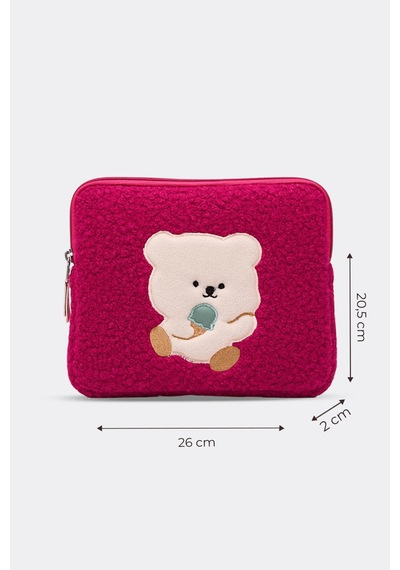 Mussen Teddy Bear Tablet Kılıfı 10 & 11 İnç Uyumlu Fuşya