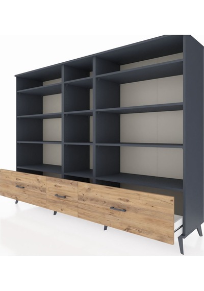 Hyperion Dolap 12 Raflı 3 Çekmeceli 220x44x163 Antrasit-antrasit Antrasit-antrasit/çam Hyperion Dolap 12 Raflı 3 Çekmeceli 220x44x163 Antrasit-antrasit Antrasit-antrasit/çam