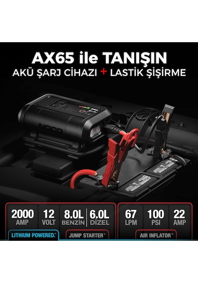 Noco Ax65 12v Lityum 2000amp Akıllı Akü Takviye + Pompa + Powerb
