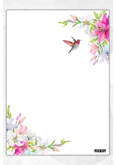 A5 Çiçek Bloknot Çizgisiz Defter - 50 Yaprak - Memopad - Notepad - Not Defteri - Not Kağıdı - 1764 Çok Renkli
