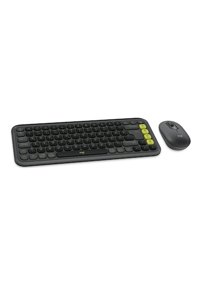 Logıtech Pop Icon Combo, Siyah-yeşil, 920-013075, Kablosuz, Türkçe Q, Klavye Mouse Set Lazer