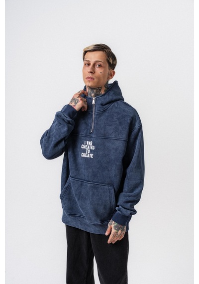 Respire Erkek Create Baskılı Kapüşonlu Oversize Hoodie Lacivert
