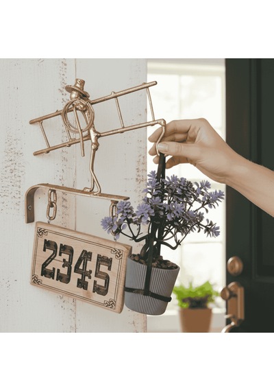 Rustik Dekoratif Fener-tabela Askısı Wh013 Altın