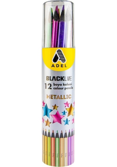 Adel Blackline Metalik Kuru Boya Teneke Kutu 12Li
