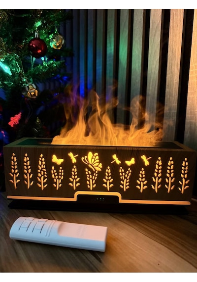 Alev Efektli Işıklı Kumandalı Aroma Difüzör & Nemlendirici Masaüstü Myk  Ve Sanat Atölyesi