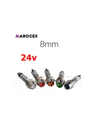 Ic-225 24V 8Mm Sinyal Lambası Metal Led Lamba 1 Adet-Mavi