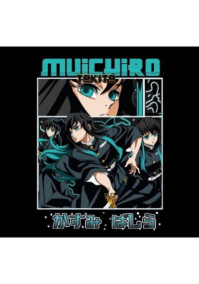 Demon Slayer Muichiro Tokito - Anime Baskılı Unisex %100 Pamuk Siyah Kapüşonlu Sweatshirt Siyah
