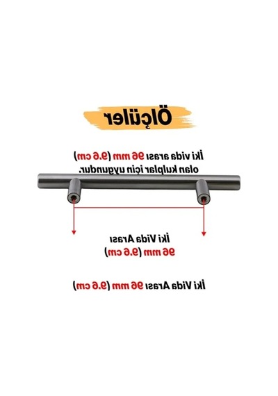 10 Adet Pürüzsüz İnox Metal Kulp - 96 Mm Uzunluk A.Ağaç