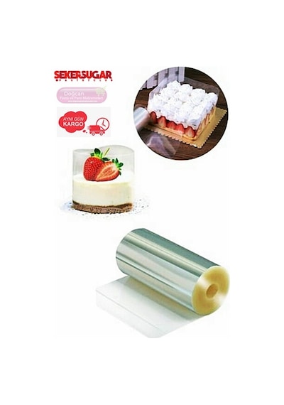 Şeffaf Pasta Yan Dekor Jelatini 15Cm X 25 M Şeffaf Pasta Yan Dekor Jelatini 15Cm X 25 M