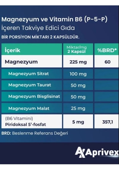 Aprivex Magover Magnezyum 60 Kapsül