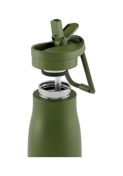 Haki 500 Ml Çelik Okul Matarası - Silikon Gövdeli Nokta Çelik Termos - 50027 Diğer