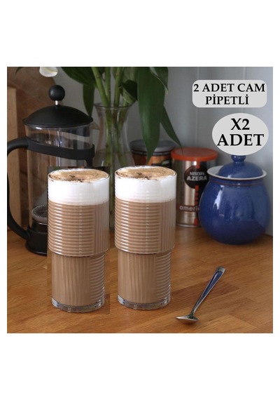 8 Adet Soğuk,sıcak Kahve Bardağı Cam Pipetli