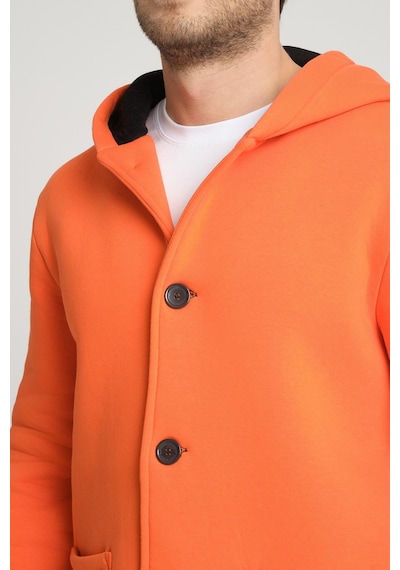 Alexandergardi Alexandergardı Kapüşonlu İçi Şardonlu Oversize Ceket E22-60700 Turuncu