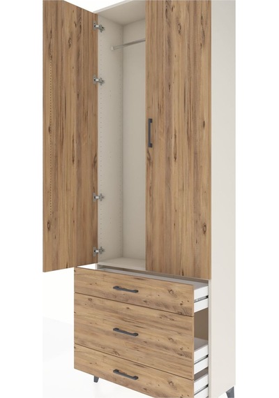 Arges Dolap Tek Raflı 3 Çekmeceli Tek Askılı 88x30x243 Aytaşı... Aytaşı