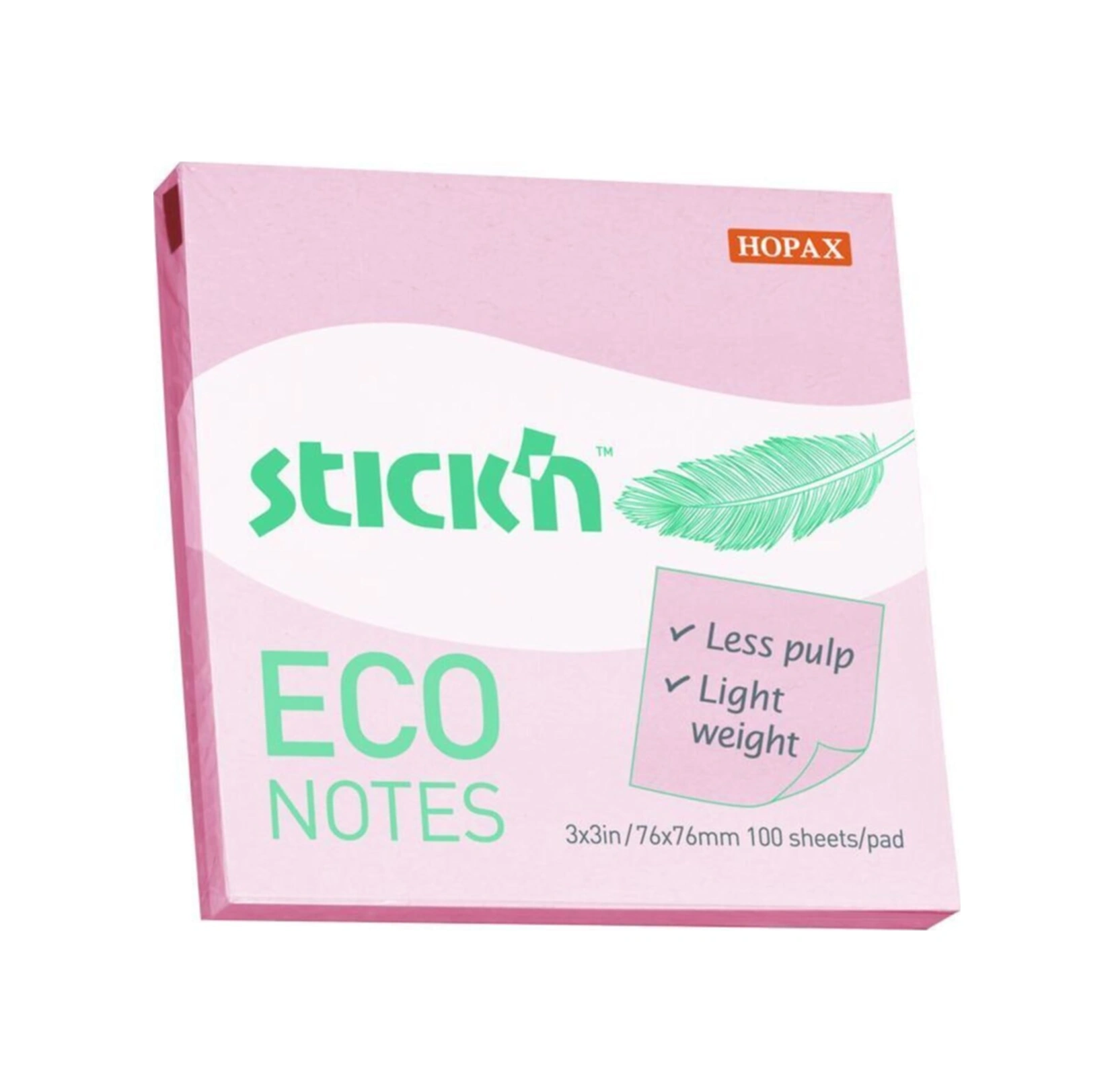 Stickn 76x76mm Eco Notes Yapışkanlı Not Kağıdı Pastel Pembe 100 Yaprak 12 Paket 21746