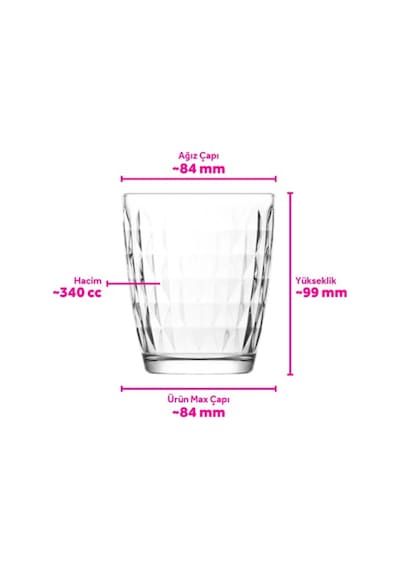 Lav Artemis Cam Su Bardağı 6'lı 340 ml (Meşrubat Bardağı)