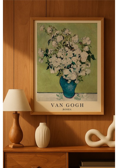Van Gogh Doğal Ahşap Çerçeveli Poster, Dekoratif Sanatsal Duvar Tablosu